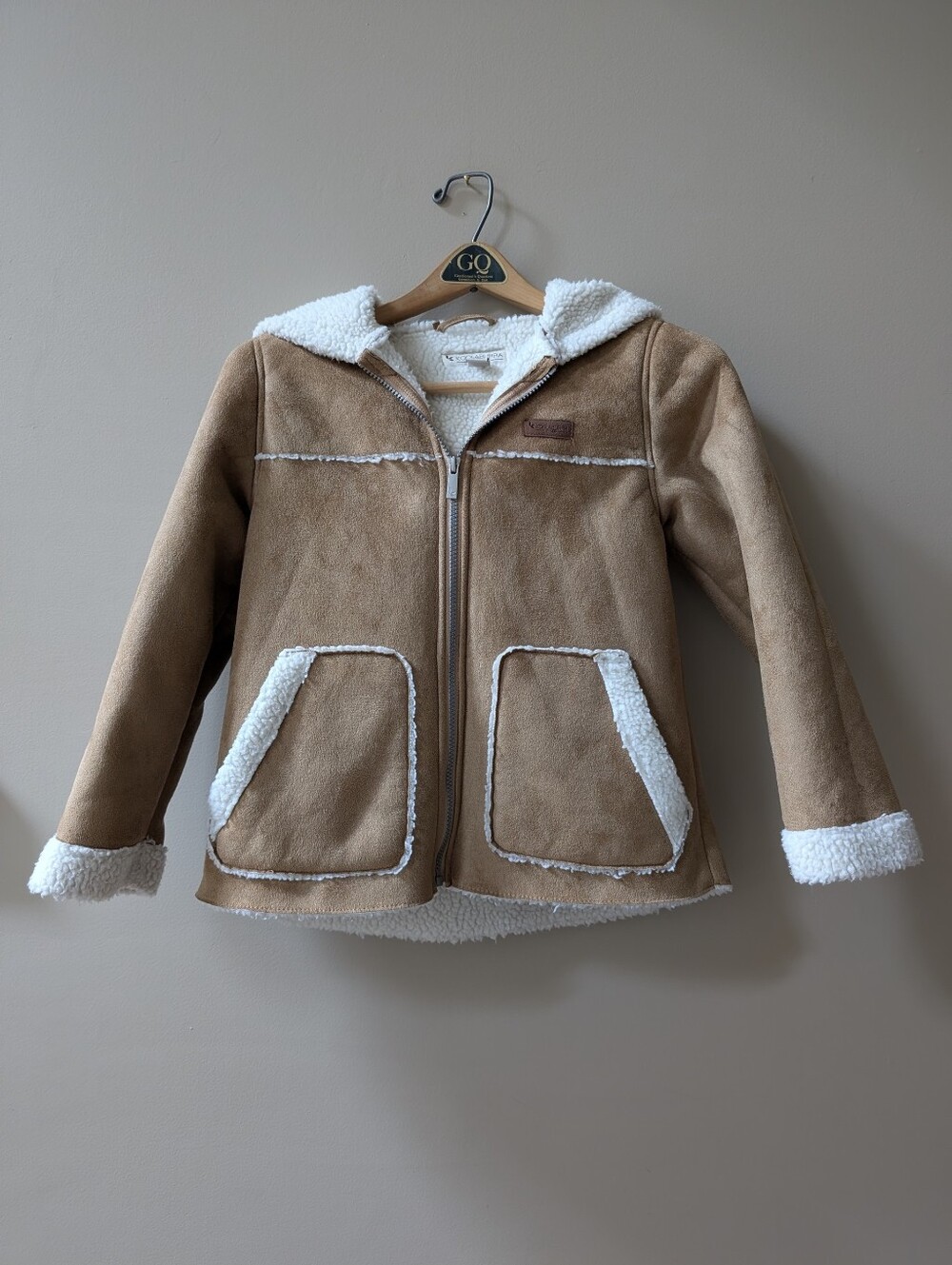 Kids Koolaburra Tan Sherpa-Trim Hooded Puffer Jacket